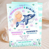 Invitation d'anniversaire Sirène & Requin sous la