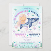 Invitation d'anniversaire Sirène & Requin sous la (Devant)