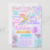 Invitation d'anniversaire sirène sous la mer (Devant)