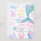 Invitation d'anniversaire sirène sous la mer (Devant)