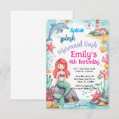 Invitation d'anniversaire sirène Style aquarelle (Devant / Derrière)
