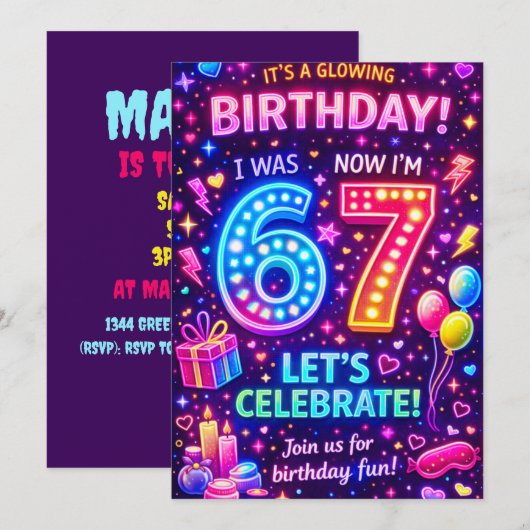 Invitation d'anniversaire Six Sept | J'avais 6 ans (Devant / Derrière)