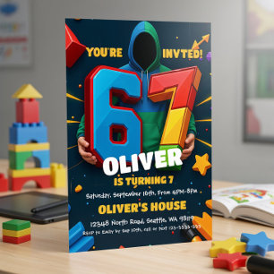 Invitation d'anniversaire Six Seven