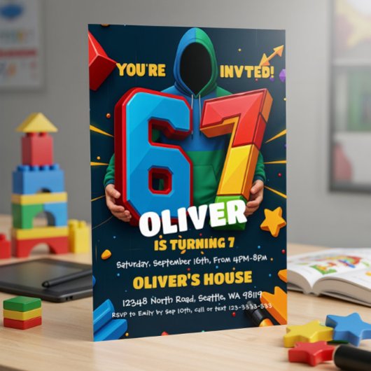 Invitation d'anniversaire Six Seven 