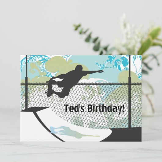 Invitation d'anniversaire - Skateboard (Debout devant)