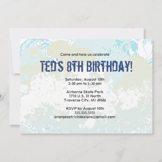 Invitation d'anniversaire - Skateboard (Dos)