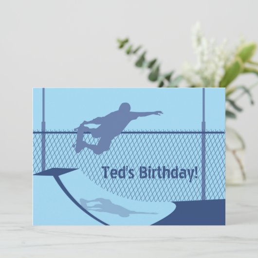 Invitation d'anniversaire - Skateboard (Debout devant)
