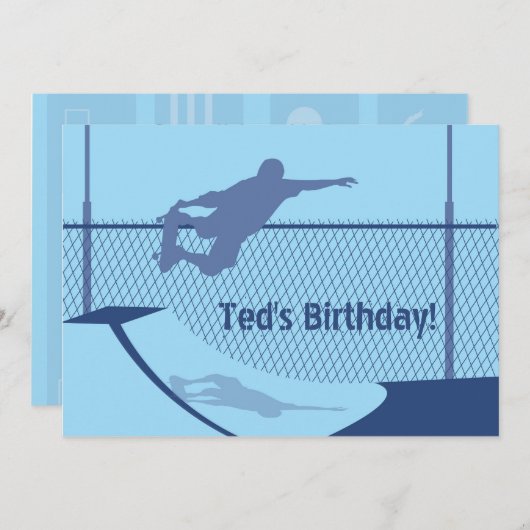 Invitation d'anniversaire - Skateboard (Devant / Derrière)