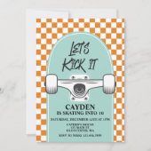 Invitation d'anniversaire Skateboard Let's Kick It (Devant)