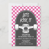 Invitation d'anniversaire Skateboard Let's Kick It (Devant)
