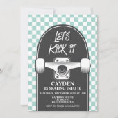 Invitation d'anniversaire Skateboard Let's Kick It (Devant)