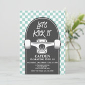 Invitation d'anniversaire Skateboard Let's Kick It (Debout devant)