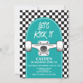 Invitation d'anniversaire Skateboard Let's Kick It (Devant)