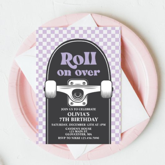 Invitation d'anniversaire Skateboard rouler sur