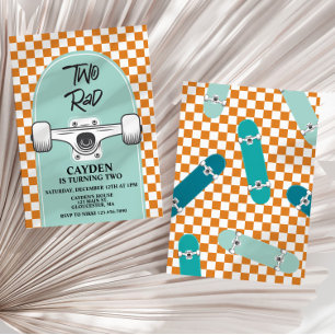 Invitation d'anniversaire Skateboard Two Rad