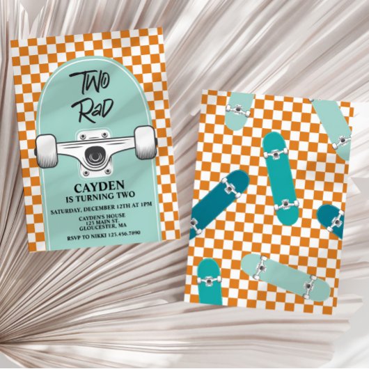Invitation d'anniversaire Skateboard Two Rad