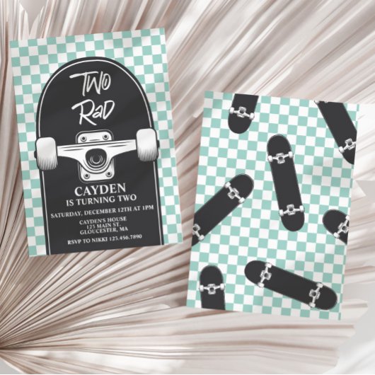 Invitation d'anniversaire Skateboard Two Rad 2 ans
