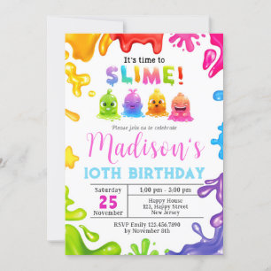 Invitation d'anniversaire slime