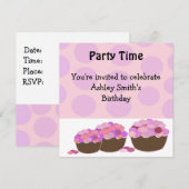 Invitation d'anniversaire Smartie Cupcake (Devant / Derrière)