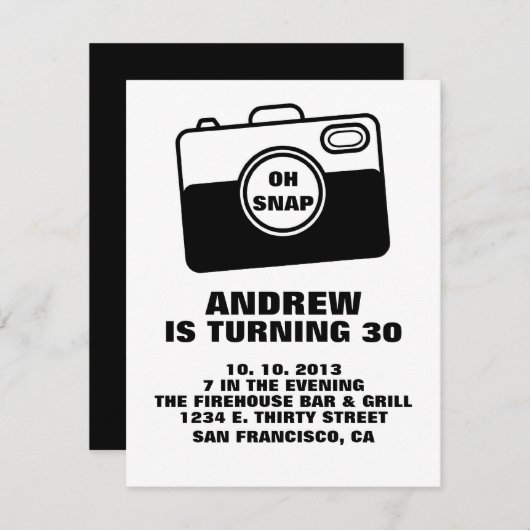 Invitation d'anniversaire SNAP. (Devant / Derrière)