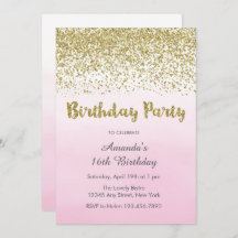 Invitation d'anniversaire Soft Rose et Gold