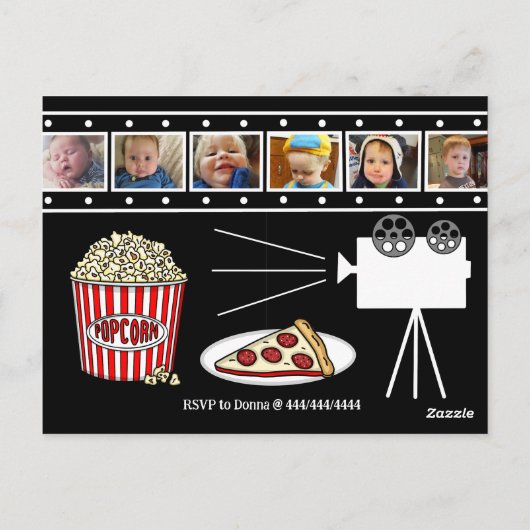 Invitation d'anniversaire Soirée Cinéma (Dos)