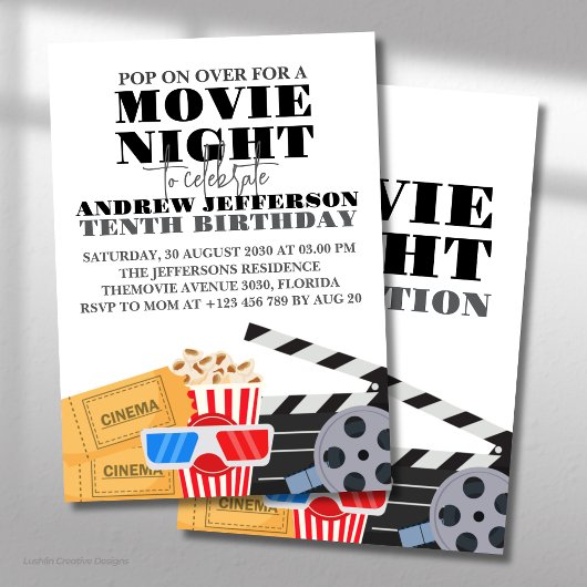 Invitation d'anniversaire Soirée Cinéma Fun