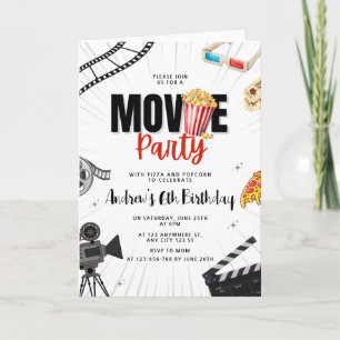 Invitation d'anniversaire Soirée Cinéma, Pyjama Pa