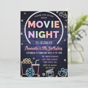 Invitation d'anniversaire Soirée Cinéma Sous les É