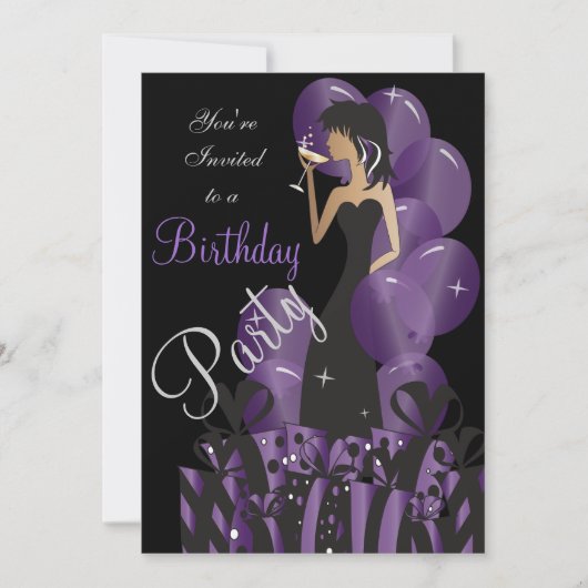 Invitation d'anniversaire, soirée de fille classiq (Devant)