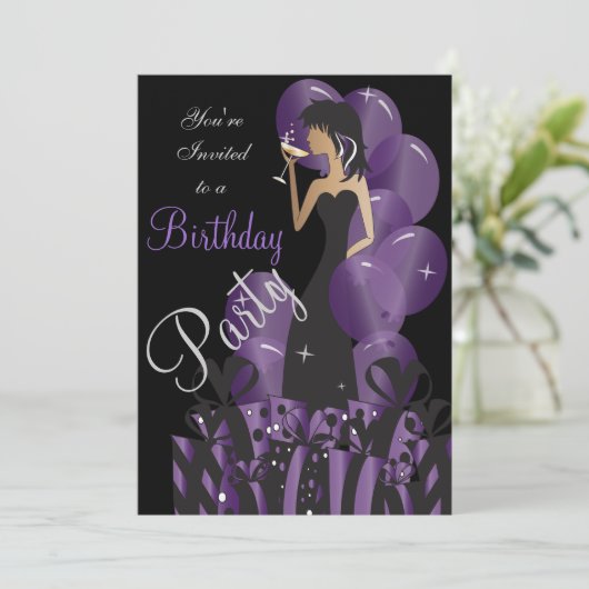 Invitation d'anniversaire, soirée de fille classiq (Debout devant)