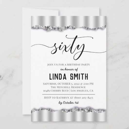 Invitation d'anniversaire soixante diamants (Devant)