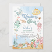 Invitation d'anniversaire sous la mer (Devant)
