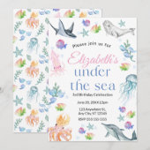 Invitation d'anniversaire sous la mer (Devant / Derrière)
