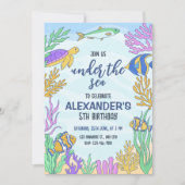 Invitation d'anniversaire sous la mer, Animaux de  (Devant)