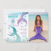 Invitation d'anniversaire sous la mer avec queue d (Devant)