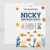 Invitation d'anniversaire sous la mer, Fête d'anim (Devant / Derrière)