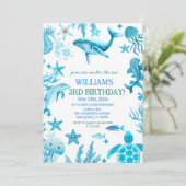 Invitation d'anniversaire sous la mer, garçon océa (Debout devant)