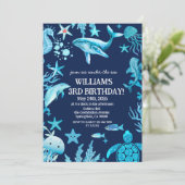 Invitation d'anniversaire sous la mer, garçon océa (Debout devant)