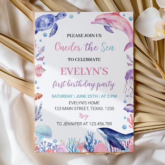 Invitation d'anniversaire sous la tortue de mer