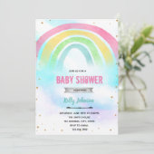 Invitation d'anniversaire sous une douche arc-en-c (Debout devant)