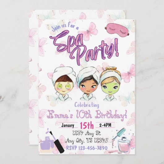 Invitation d'anniversaire spa (Devant / Derrière)