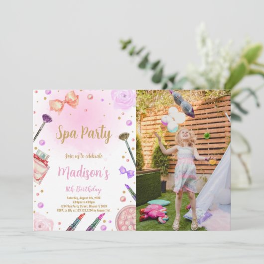 Invitation d'anniversaire spa avec photo (Debout devant)