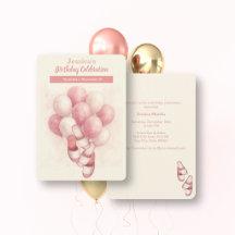 Invitation d'anniversaire Spa, Ballons Roses Panto