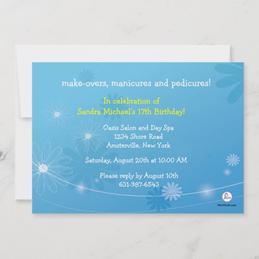 Invitation d'anniversaire Spa Breeze (Dos)