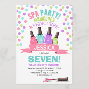 Invitation d'anniversaire spa Manicures Salon rose