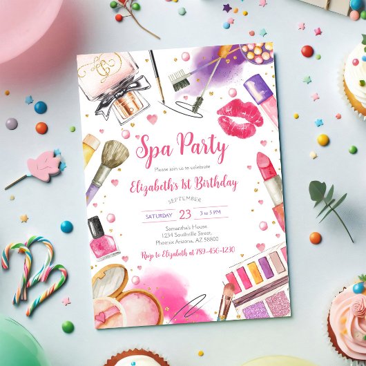 Invitation d'anniversaire Spa Party Glitz and Glam