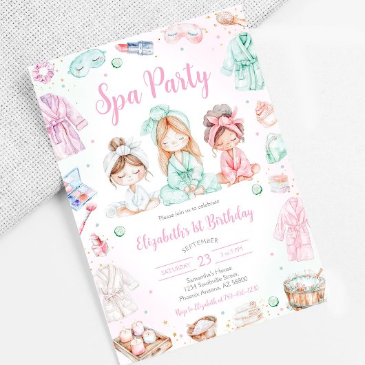 Invitation d'anniversaire Spa Party Glitz and Glam