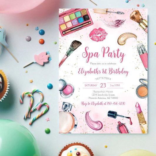 Invitation d'anniversaire Spa Party Glitz et Glam