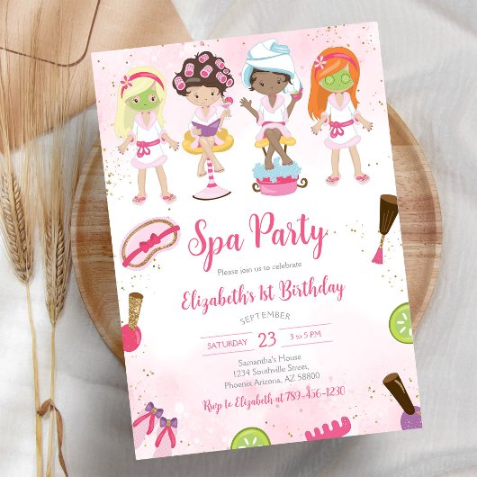 Invitation d'anniversaire Spa Party Glitz et Glam
